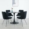 Modern Velvet Dining Chair With Chrome Metal Legs For Home And Office (Set of 4) - Black - Image 7