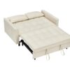Modern Velvet Sofa, Sofa Pull-Out Bed, Small Love Seat Casual Sofa With Back, With Pillow, Pockets, Living Room Furniture, 3 In 1 Convertible Sleep Sofa Bed - Beige - Image 12