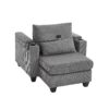 Convertible Chaise Lounge Sofa Chair Corduroy Sleeper With USB Ports, Cup Holders, Storage - Gray - Image 20