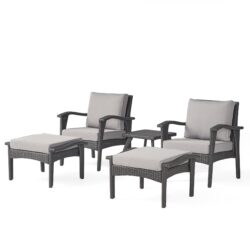 Honolulu - Modern Chat Set of 5 With Wicker - Gray / Silver