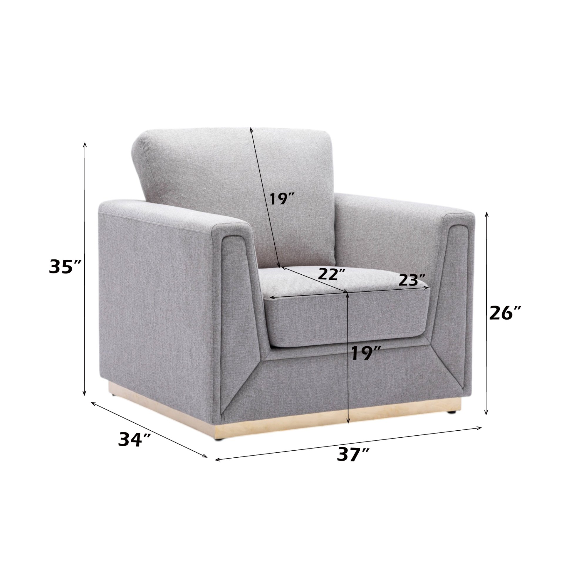 Valin - 3 Piece Living Room Set Meeting Room And Small Apartment Sofa Loveseat Chair - Gray - Image 2