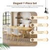 Topmax - 7 Piece Traditional Extendable Dining Table Set With Butterfly Leaf And 6 Upholstered Dining Table Set - Natural - Image 4