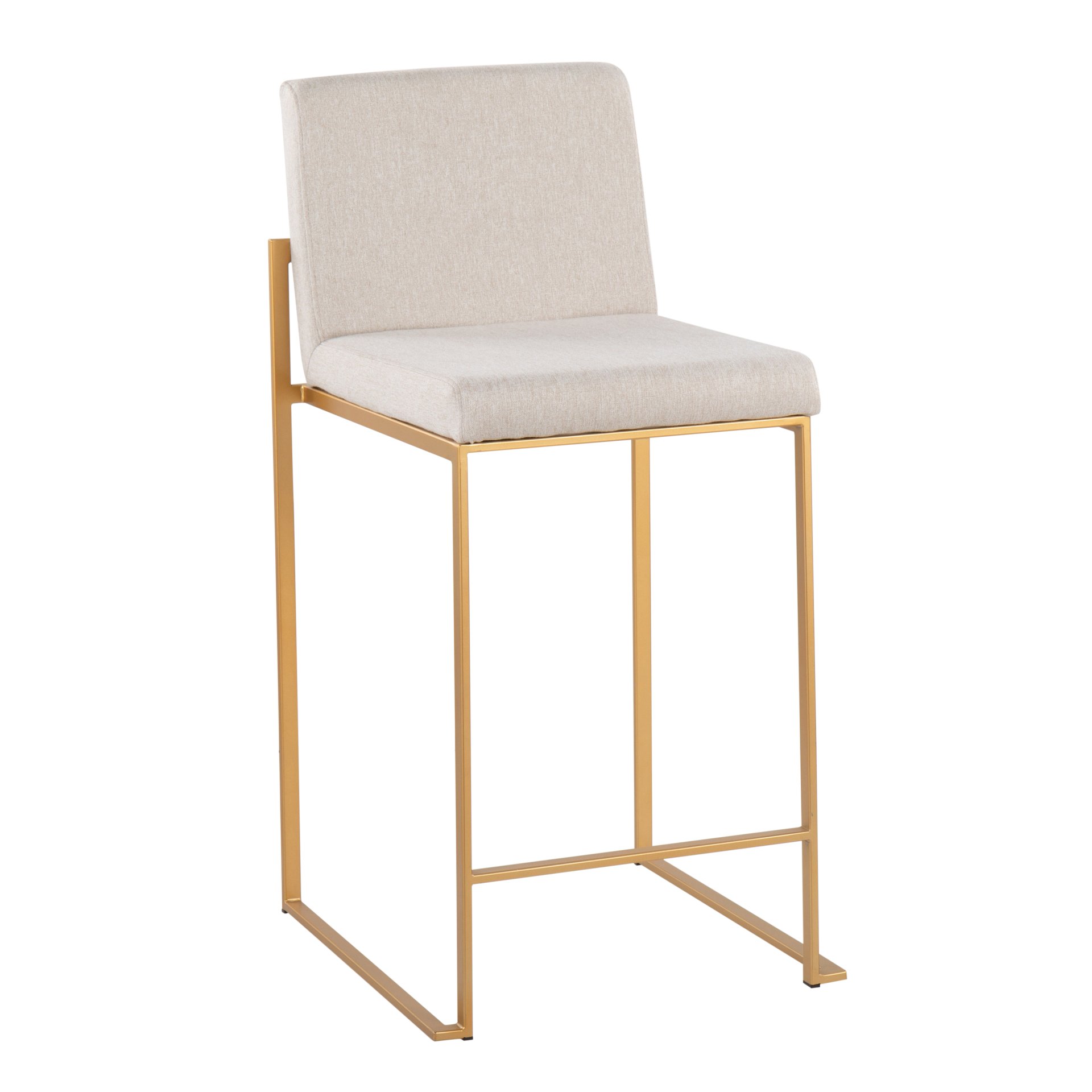 Fuji - Contemporary High Back Counter Stool (Set of 3) - Gold / Beige - Image 2