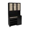 Kitchen Pantry Storage Cabinet, Modern Buffet Cabinet With Kitchen Cart, Tall Kitchen Hutch Cabinet With Microwave Stand, Food Pantry Cabinet With 3 Rattan Doors And Adjustable Shelves - Black - Image 12