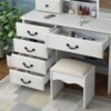 Fashion Vanity Desk With Mirror And Adjustable Lighting, 6 Drawers, 3 Color Light Modes - White - Image 5
