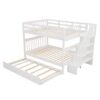 Full Over Full Stairway Bunk Bed With Twin Size Trundle, Storage And Guard Rail For Bedroom - White - Image 6