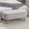 Velvet Fabric Storage Bench With Wood Legs For Bedroom And Living Room - Light Gray - Image 5