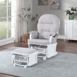 Madison - Glider & Ottoman - White / Gray