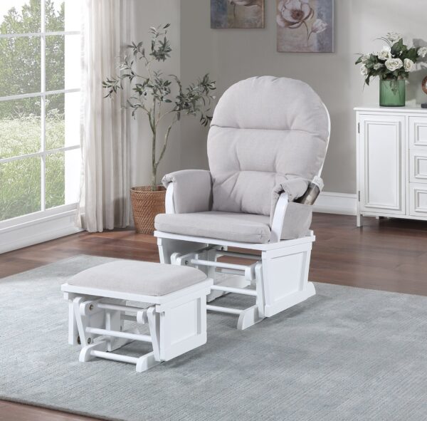 Madison - Glider & Ottoman - White / Gray