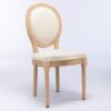 French Style Solid Wood Frame Antique Painting Linen Fabric Back Dining Chair (Set of 2) - Beige - Image 3