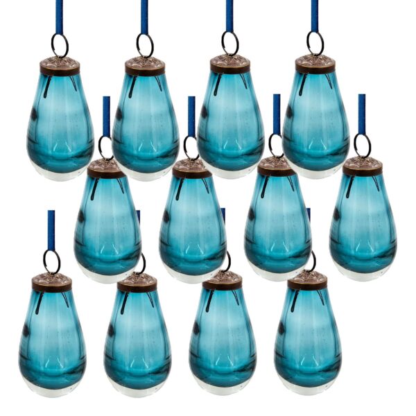 Luster Tear Drop Ornament, Glass Decorative Hanging Christmas Tree Ornaments For Holiday Party Decorations (Set of 12) - Blue