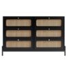 Modern Cannage Rattan Wood Closet 6 Drawer Dresser Wood Storage Cabinet Sideboard For Bedroom, Living Room, Entryway, Hallway - Black - Image 8