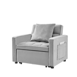 Modern Velvet 3 In 1 Sofa Bed Chair Recliner - Gray