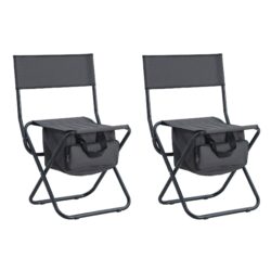 Folding Outdoor Chairs With Storage Bag, Portable Chair For Indoor, Outdoor Camping, Picnics And Fishing (Set of 2) - Gray