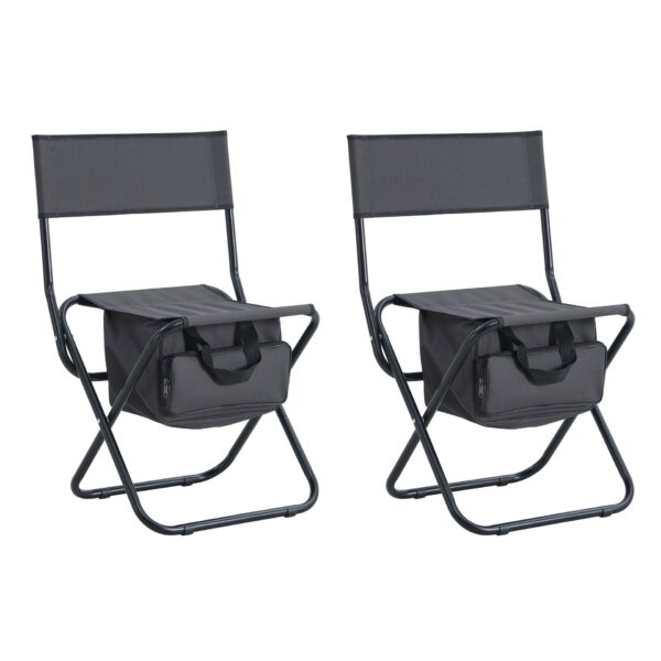 Folding Outdoor Chairs With Storage Bag, Portable Chair For Indoor, Outdoor Camping, Picnics And Fishing (Set of 2) - Gray