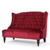 Nurturing - Upholstered Loveseat With Wing Back And Diamond Tufting - Wine Red - Image 5