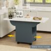 Versatile Wood Folding Dining Table With Wheels, Storage Rack & Drawer, Space Saving Design - White - Image 8