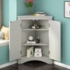 Triangle Bathroom Storage Cabinet With Adjustable Shelves, Freestanding Floor Cabinet For Home Kitchen - Gray - Image 5
