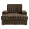 Oversized Chaise Lounge Indoor Rabbit Fur Sofa Bed With Storage Ottoman And Armrests Cup Holders With Deep Seat - Brown - Image 6