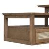 Modern Coffee Table, Coffee Table With 1 Storage Shelf, 2 Tabletops And 1 Rattan Drawer For Living Room - Dark Brown - Image 13