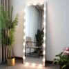 Hollywood - Full Length Mirror With Lights Full Body Vanity Mirror With 3 Color Modes Lighted Standing Floor Mirror For Dressing Room Bedroom Wall Mounted Touch Control - Silver - Image 10