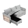 Pull Out Sleeper Sofa L-Shaped Couch Convertible Sofa Bed With Storage Chaise, Storage Racks And USB Ports - Light Gray - Image 14