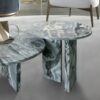 Luxury Natural Marble Coffee Table Set With Metal Base For Living Room - Blue / Gray - Image 7