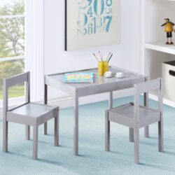Della - 3-Piece Solid Wood Kids Table & Two Chair Set - Gray