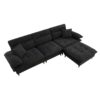 L Shaped Convertible Sectional Sofa 4 Seat Tufted Couch Set With Two Tone Adjust Legs Cloud Movable Ottoman - Black - Image 5