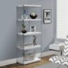 Bookshelf, Bookcase, Etagere, 5 Tier, Glossy Clear Tempered Glass - White - Image 3