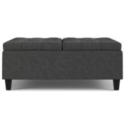 Harrison - Multifunctional Large Square Coffee Table Storage Ottoman - Gray