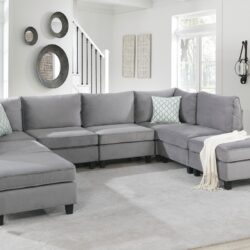 Simona - Velvet 8 Piece Modular Sectional Sofa - Gray