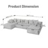 Modular U Shaped Sectional Sofa, 4 Seater Chaise Lounge With Reversible Design - Gray Striped - Image 3
