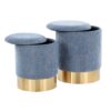 Marla - Contemporary Nesting Ottoman Set - Gold / Blue - Image 4