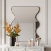 Wall Mirror Rectangular Mirror With 2 Wavy Sides Metal Framed Mirror Vanity Mirror Dressing Mirror, For Bathroom, Living Room, Bedroom Wall Decor - Black - Image 4