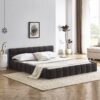 Modern Queen Size Platform Bed Frame With Thick Upholstered With Headboard - Dark Gray - Image 4