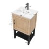 Modern Freestanding Bathroom Vanity With Ceramic Sink, Hot And Cold Faucet, 1 Door Cabinet & Open Iron Shelf, Magnesium Oxide And Iron Frame - Natural - Image 3