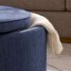 Multi Functional Ottoman And Table Set With Drum Stool Storage Space - Dark Blue - Image 9
