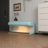 Upholstered Ottoman With LED Sensor Light Ideal For Living Room, End Of Bed - Antique Blue Green - Image 2