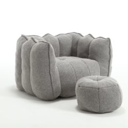 Soft Bean Bag Chair With High Resilient Foam (Chips) - Gray