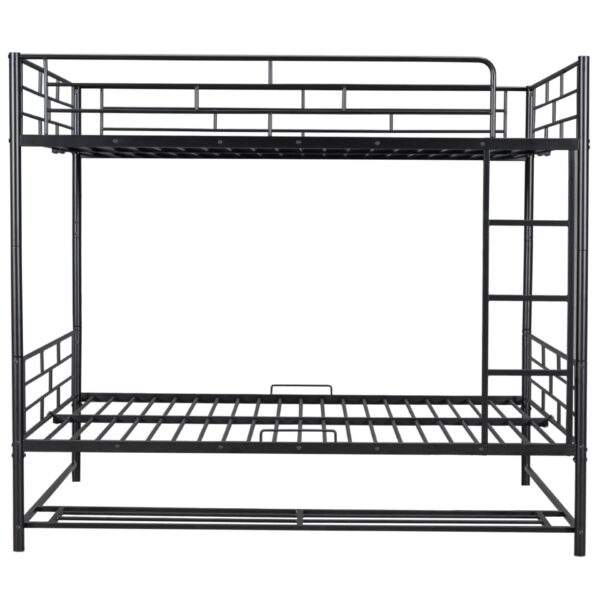 Full Over Full Bunk Bed With Shelf And Guardrails - Black