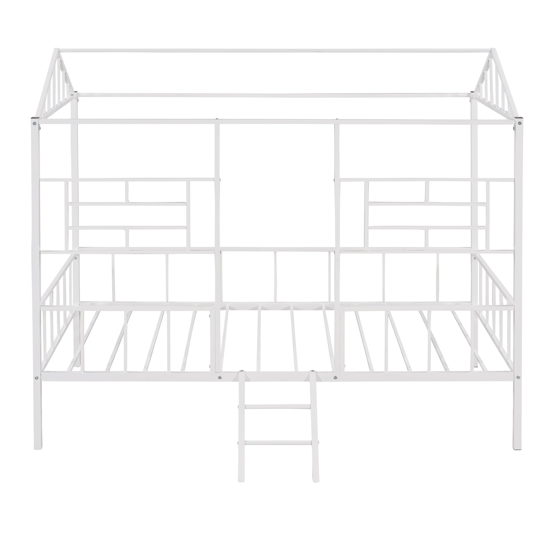 House Bed Frame Twin Size With Slatted Support No Box Spring Needed - White - Image 12