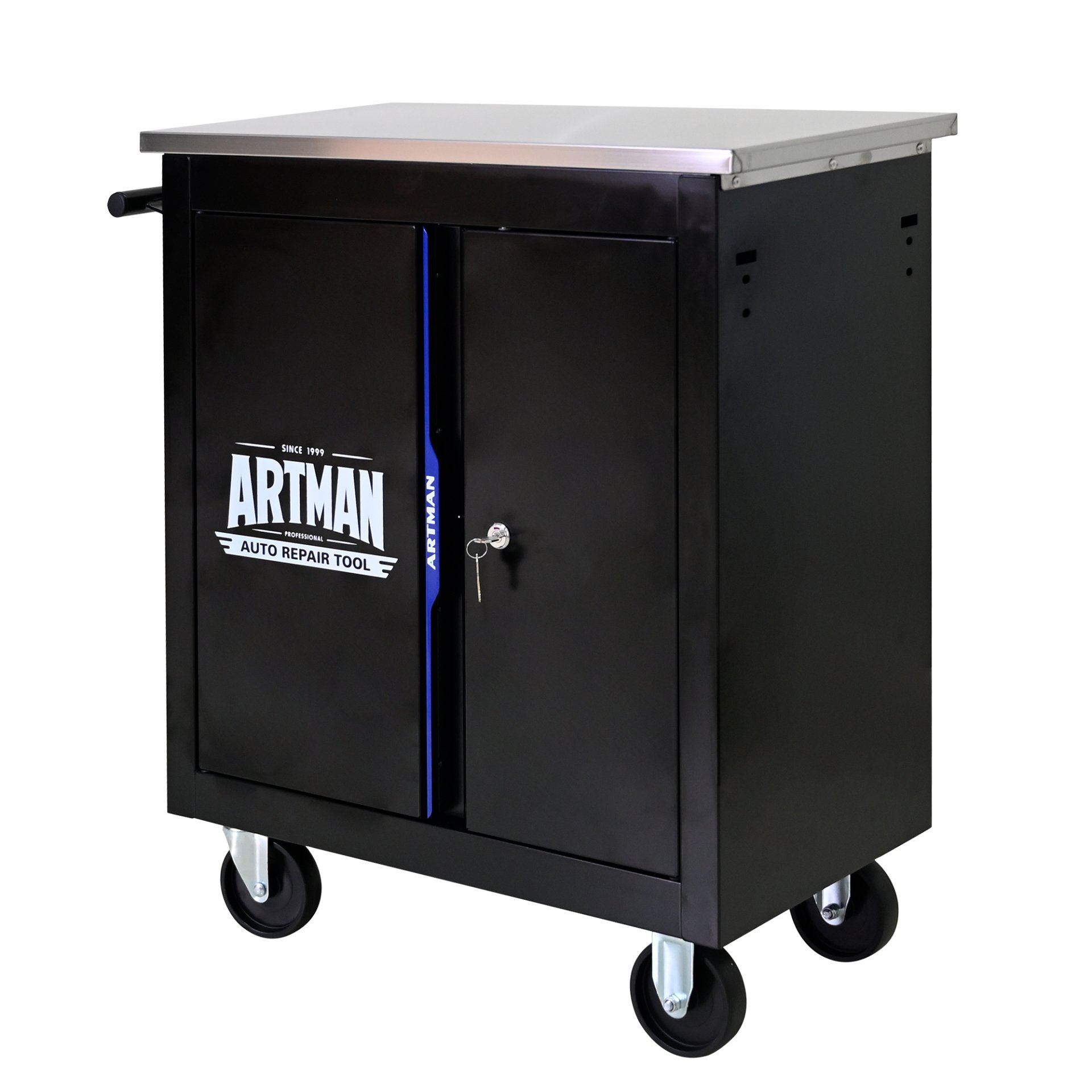 Movable Lockable Double Door Partition With Lock Multi Functional Hardware Storage Tool Car Auto Repair Locker - Black / Blue - Image 11