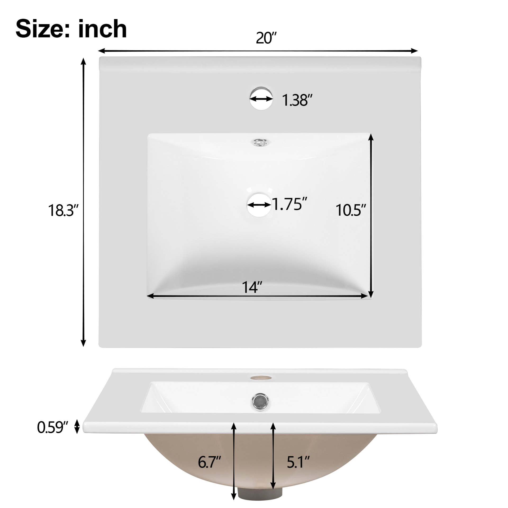 20" Bathroom Vanity With Sink, Soft Close Drawers, Door Organizer, Divider Drawer, Adjustable Foot Pads - Black - Image 12
