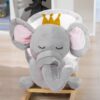 Qaba - Baby Rocking Horse Elephant Rocking Chair Toddler Rocker Toy With Sound Wooden Base Seat Safety Belt For 1.5-3 Year Old - Gray - Image 5