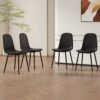 Modern Minimalist Dining Chair Set 4 Chairs, Upholstered Side Chairs With Metal Legs - Black - Image 4