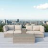 4 Seat Outdoor Conversation Set With Cushions And Tables - Gray Mix - Image 4