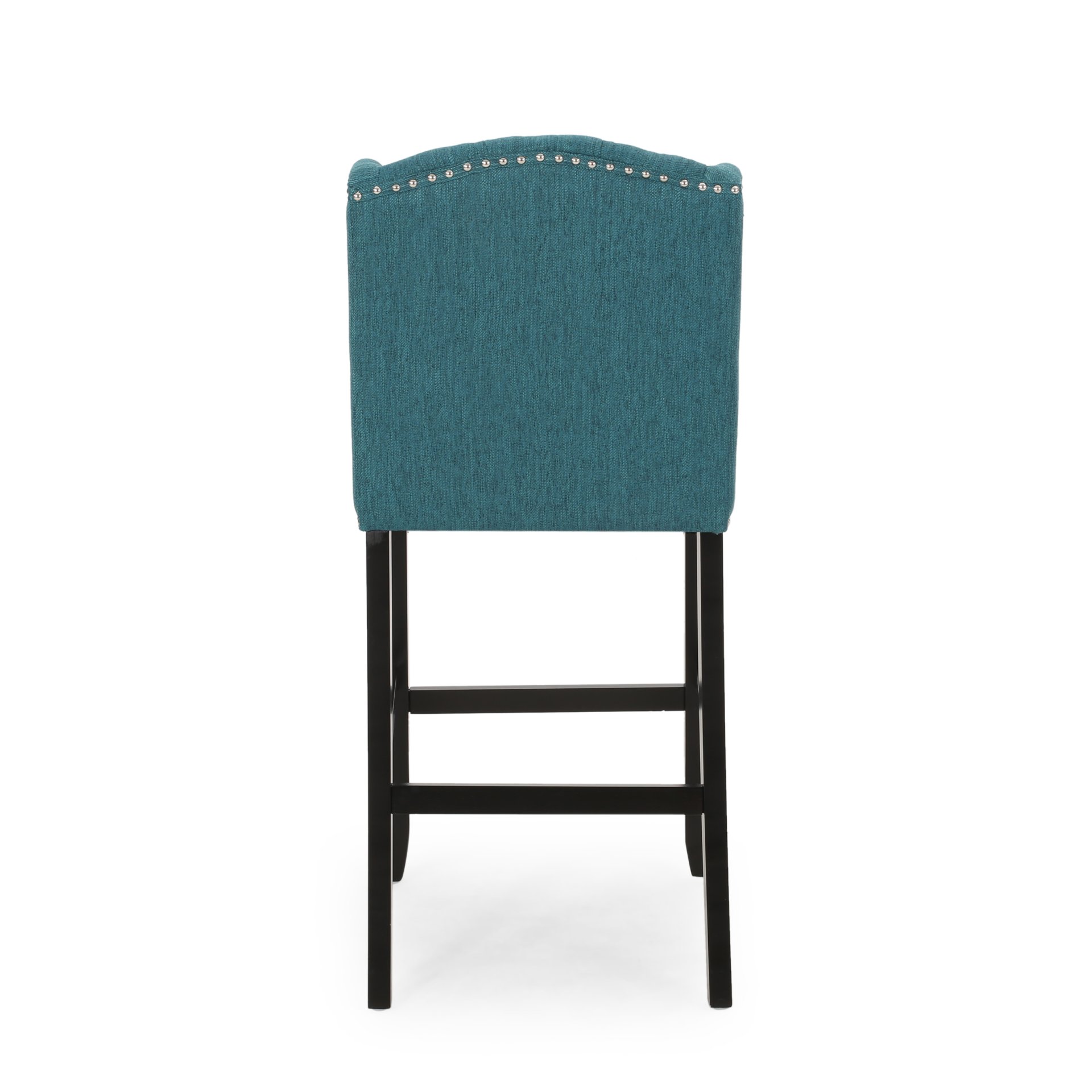 Vienna - Contemporary Fabric Tufted Wingback Counter Stools, (Set of 2) - Teal / Dark Brown - Image 10
