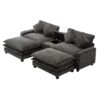 Modern Chenille Upholstered Sectional Sofa With Ottomans, USB Ports, Cup Holders, And Storage - Gray - Image 20