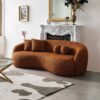 Drake - Japandi Style Curvy Boucle Sofa - Burnt Orange - Image 5